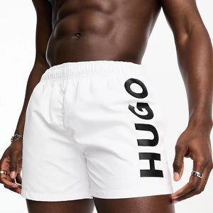New $105 HUGO BOSS abas Swim Shorts White Size L Swim Trunks Authentic With Tags